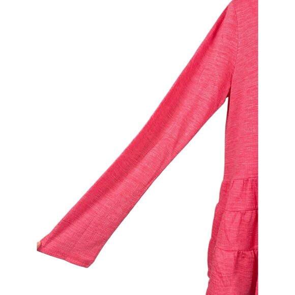 Deletta Anthropologie Pink Tiered Swing Shirt Tunic V-Neck Long Sleeve Women M - Picture 5 of 11